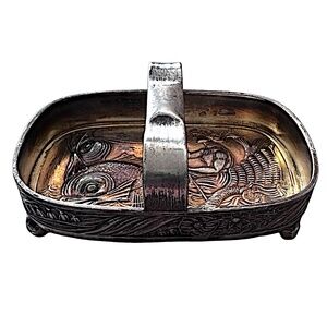 PAIRPOINT Antique Quadruple Plate Silver Footed Trinket Tray 3.5”x 2.5”